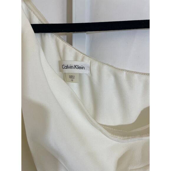 NWT Calvin Klein One Shoulder dress with Ruffles - Womens Size 12 - White - Picture 4 of 6